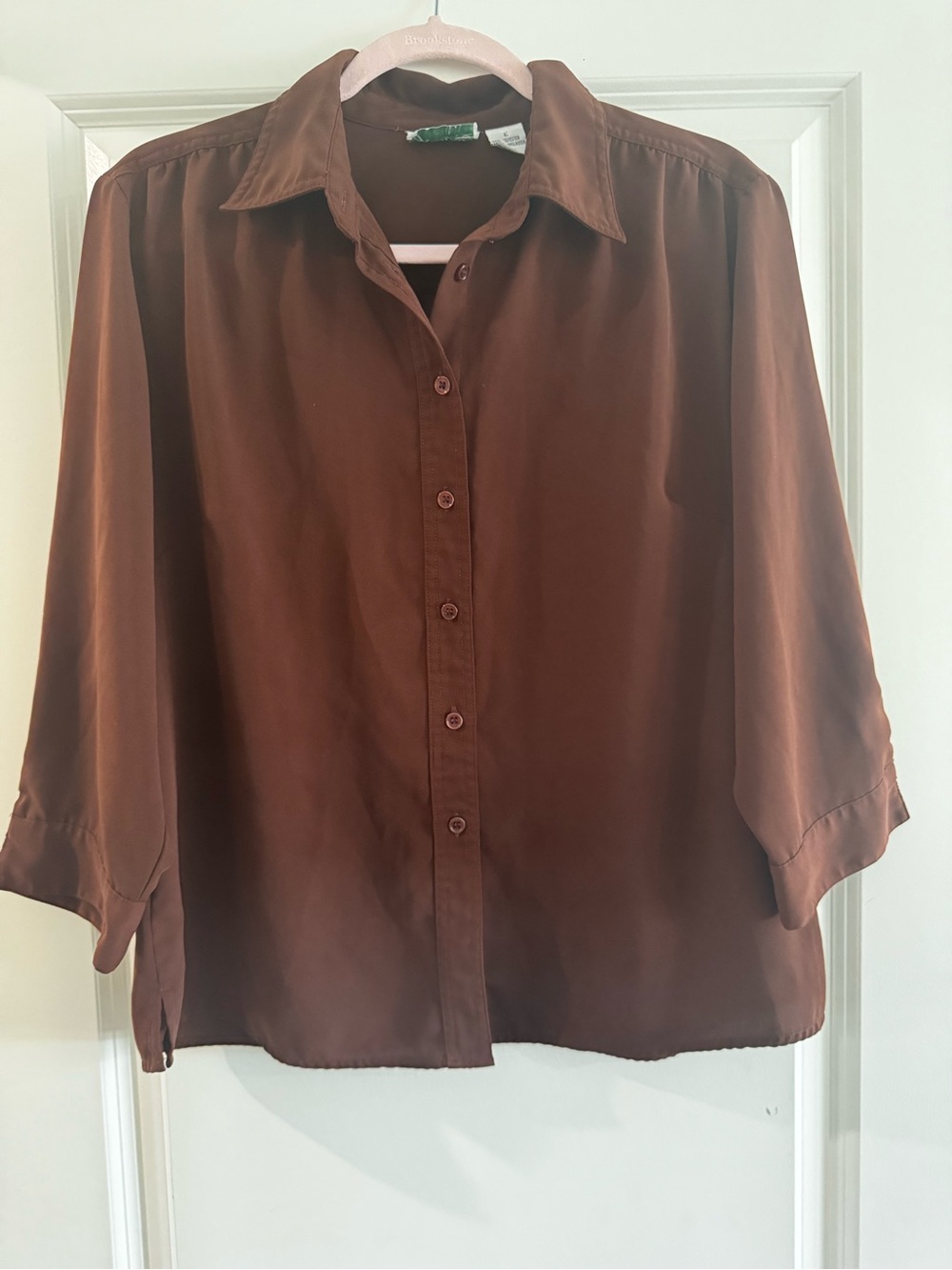 Woven Button-Down Shirt in Brown